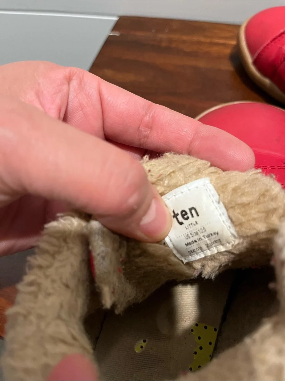 Ten Little Size 12.5 Red Boots Faux Sherpa Unisex